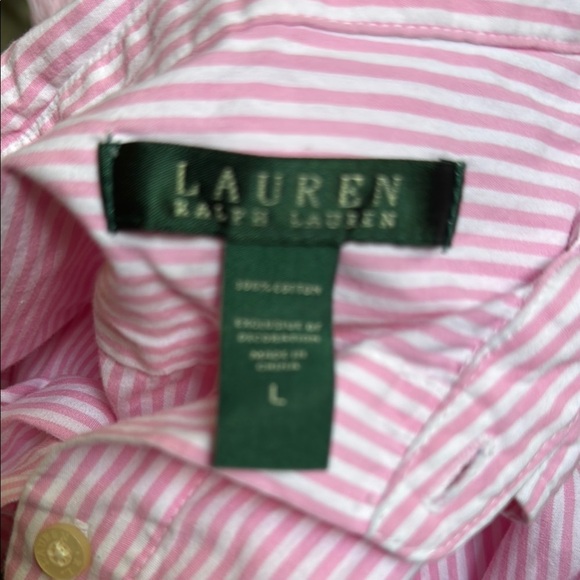 Pink Striped Women's Sleep Shirt Size L - Picture 8 of 10